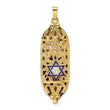 14k Polished Mezuzah Enameled Star Pendant