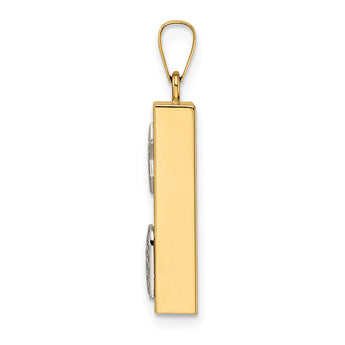 14k Two-tone Polished Hollow Mezuzah w/Star of David and Torah Pendant