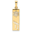 14k Two-tone Polished Hollow Mezuzah w/Star of David and Chai Pendant