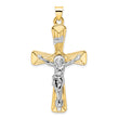 14k Two-tone Polished Solid INRI Crucifix Pendant