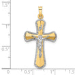 14k Two-tone and White Rhodium Hollow INRI Crucifix Pendant