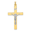 14k Two-tone Solid INRI Crucifix Pendant