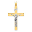 14k Two-tone Polished Solid INRI Crucifix Pendant