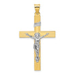 14k Two-tone Polished Solid INRI Curcifix Cross Pendant