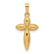 14k Polished and Beaded Hollow Edge Passion Cross Pendant