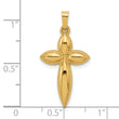 14k Polished and Beaded Hollow Edge Passion Cross Pendant