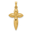 14k Polished and Beaded Hollow Edge Passion Cross Pendant