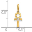 14k Polished CZ Ankh Cross Pendant
