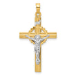14k Two-Tone Textured Hollow INRI Crucifix Pendent