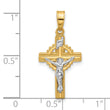 14k Two-Tone Hollow INRI Crucifix Pendent