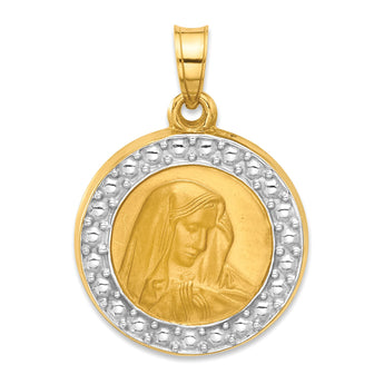 14k and Rhodium Hollow Lady of Sorrows Pendant