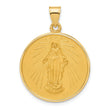 14k Polished and Satin Solid Miraculous Mary Plain Back Medal