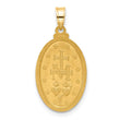 14k Satin and Polished Miraculous Medal Solid Oval Pendant