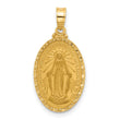 14k Satin and Polished Miraculous Medal Solid Oval Pendant