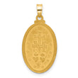 14k Satin and Polished Miraculous Medal Oval Solid Pendant