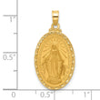 14k Satin and Polished Miraculous Medal Oval Solid Pendant