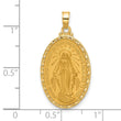 14k Satin and Polished Miraculous Medal Solid Oval Pendant
