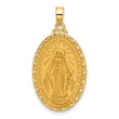 14k Satin and Polished Miraculous Medal Solid Oval Pendant