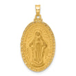 14k Satin and Polished Miraculous Medal Solid Oval Pendant