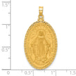 14k Satin and Polished Miraculous Medal Solid Oval Pendant