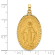 14k Satin and Polished Miraculous Medal Solid Oval Pendant
