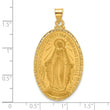 14k Satin and Polished Miraculous Medal Solid Oval Pendant