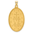14K with Rhodium Satin and Polished Miraculous Medal Solid Oval Pendant