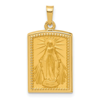 14K Rectangular Hollow Miraculous Medal