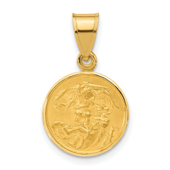 14k Polished and Satin Solid St. Michael Medal