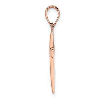 14K Rose Gold Polished Beveled Cross Charm