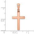 14K Rose Gold Polished Beveled Cross Charm