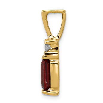 14k 8x6mm Emerald Cut Garnet AA Diamond Slide - Birthstone Company