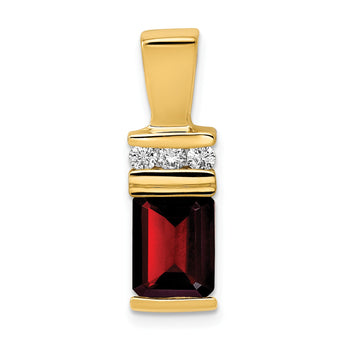 14k 8x6mm Emerald Cut Garnet AA Diamond Slide - Birthstone Company
