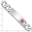 Sterling Silver Rhodium-plated Medical ID Curb Link Bracelet