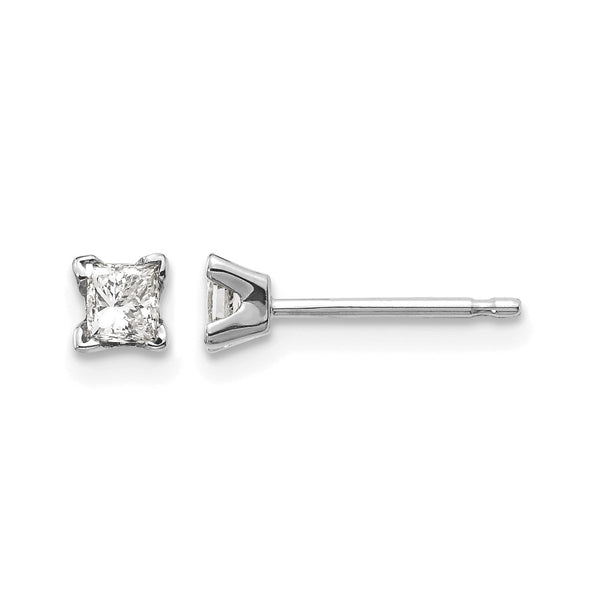 14k White Gold VS Quality Complete Princess Cut Diamond Earrings - Birthstone Company