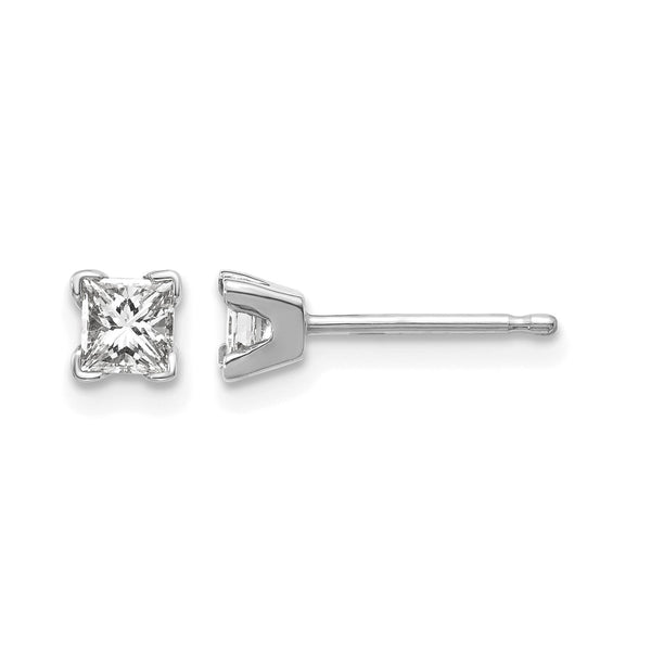 14k White Gold AAA Quality Complete Princess Cut Diamond Earring - Birthstone Company