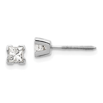 14k White Gold AA Quality Complete Princess Cut Diamond Earrings
