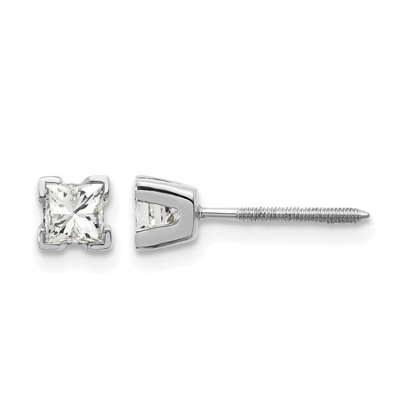 14k White Gold AA Quality Complete Princess Cut Diamond Earrings - Birthstone Company