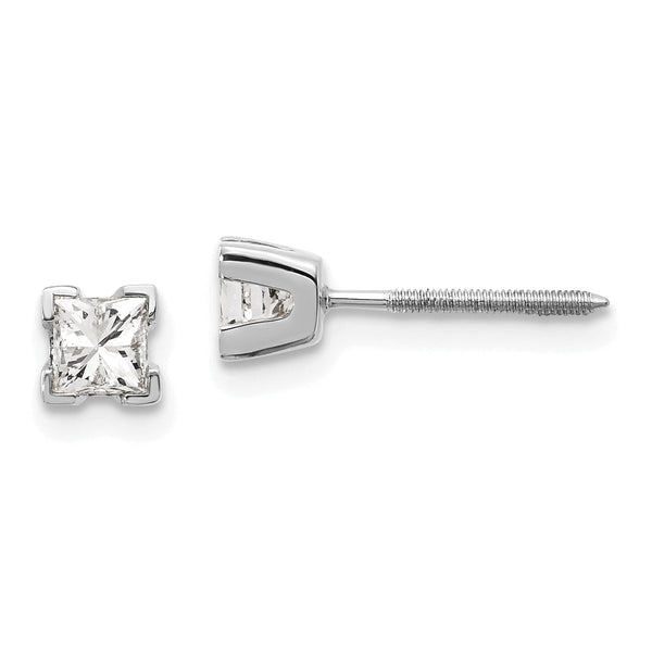 14k White Gold AAA Quality Complete Princess Cut Diamond Earring
