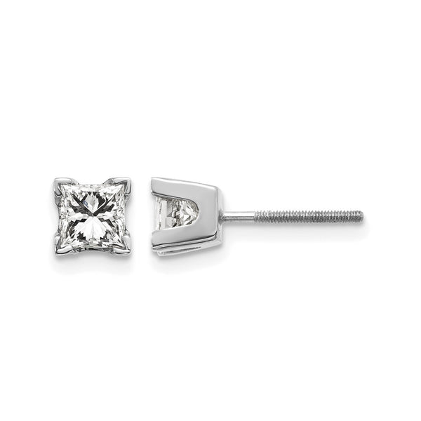 14k White Gold AAA Quality Complete Princess Cut Diamond Earring - Birthstone Company