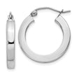 14k White Gold Square Tube Hoop Earrings