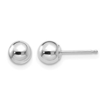 14k White Gold Polished 5mm Ball Post Earrings - Birthstone Company