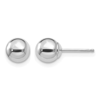 14k White Gold Polished 6mm Ball Post Earrings - Birthstone Company
