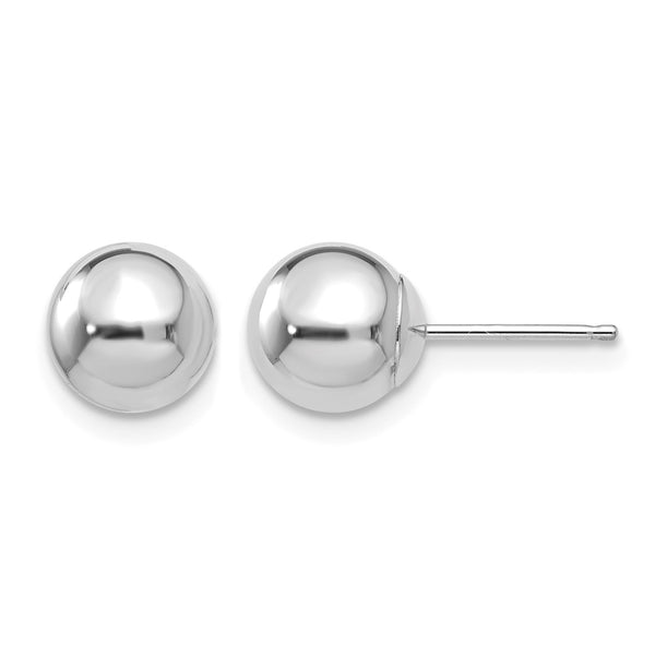 14k White Gold Polished 7mm Ball Post Earrings - Birthstone Company