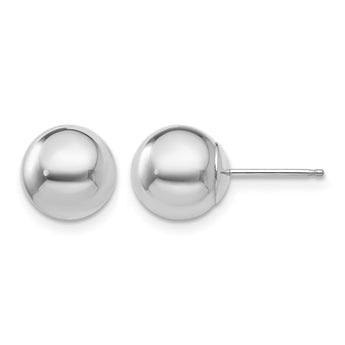 14k White Gold Polished 8mm Ball Post Earrings - Birthstone Company