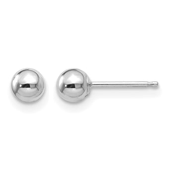 14k White Gold Polished 4mm Ball Post Earrings - Birthstone Company
