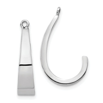 14k White Gold Polished J-Hoop Earring Jackets