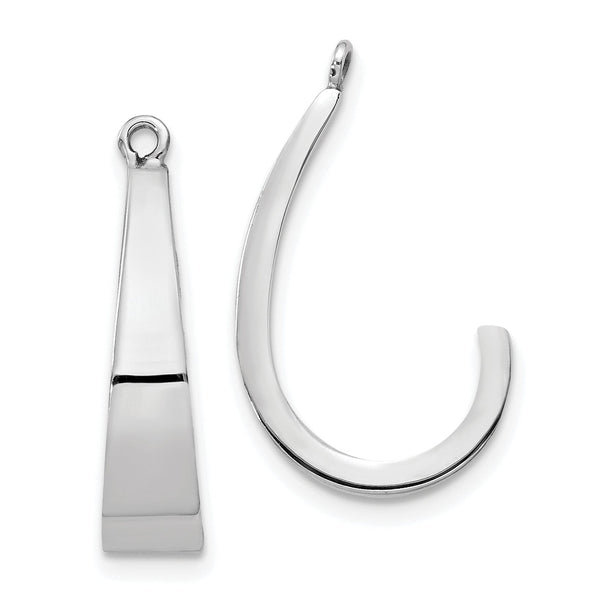 14k White Gold Polished J-Hoop Earring Jackets