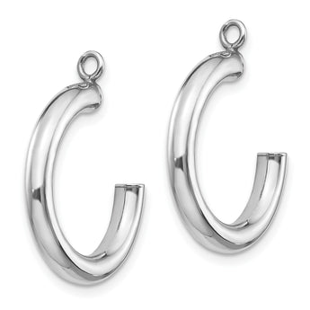 14k White Gold Polished Tube Hoop Earring Jackets - Birthstone Company