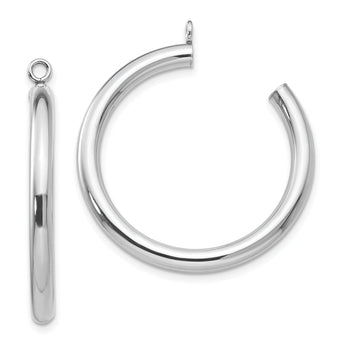 14k White Gold Polished Tube Hoop Earring Jackets